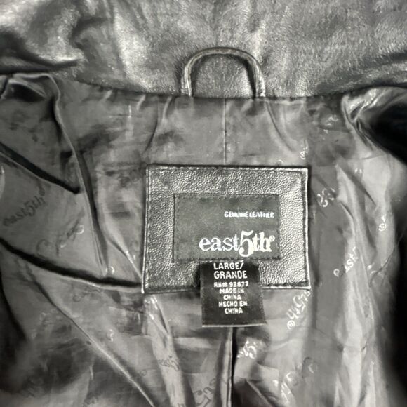 East 5th Leather Jacket Womens Sz L Black Full Zip Lined Moto Street Fashion - Picture 4 of 12